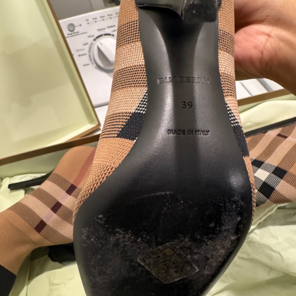 BURBERRY Dolman Check Knee High Boots - Picture 2 of 3